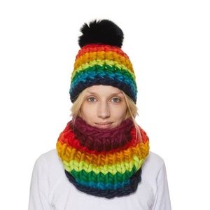 RAINBOW BEANIE HAT BY MISCHA LAMBERT (FREESHIPPING)
